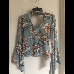 Bell Sleeve Cutout Top